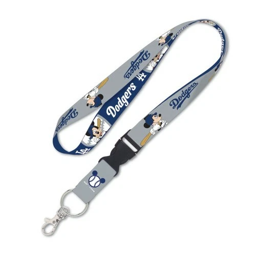 LOS ANGELES DODGERS MICKEY MOUSE LANYARD KEYCHAIN W/ DETACH BUCKLE 1" W 22" L - Image 1 of 1