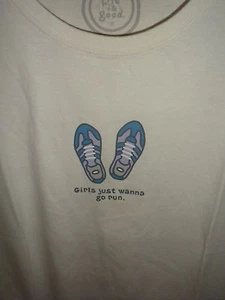 NWTS -LIFE IS GOOD WMNS S/S CRUSHER RUNNING SHOES "GIRLS JUST WANNA GO RUN" (XL) - Picture 1 of 2