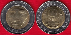 San Marino 500 lire 1996 km#357 "Friedrich Hegel" BiMetallic UNC - Picture 1 of 1