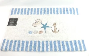 Antigua Nautical Bath Rug Blue & White 20 X 30" Anchor Shell Starfish NEW - Picture 1 of 6