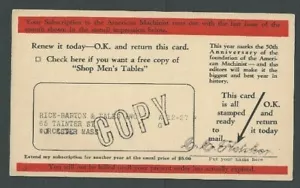 Ca 1927 NY American Machinist Subscription Offer - Picture 1 of 1
