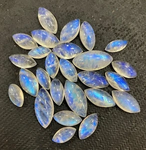 Natural Rainbow Moonstone Marquise Flat Back AAA Loose Gemstone For All Jewelry - Picture 1 of 24
