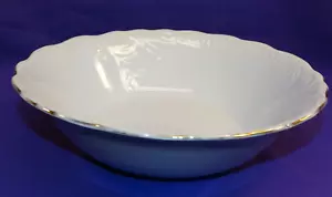 TIENSHAN FINE CHINA ELEGANCE PATTERN ROUND SERVING BOWL EMBOSSED SCROLLS WHITE - Picture 1 of 5
