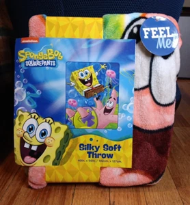 Nikelodeon Spongebob Squarepants Jumping Jellyfish Silky Soft Throw Blanket NEW - Picture 1 of 8