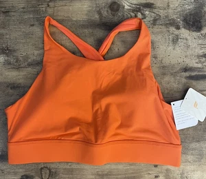 Fabletics Women's No-Bounce High-Impact Crossback Sports Bra Orange Nectar Large - Picture 1 of 3