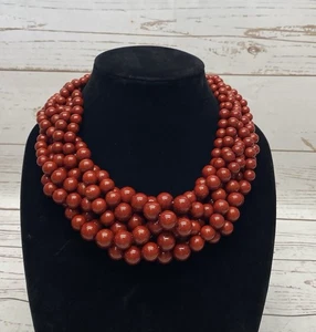 Vintage rote Kugel PERLEN Grob Statement Stück Halskette ERSTAUNLICH - Bild 1 von 8