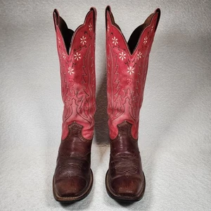 Ariat Botas Vaqueras Marrón Rojo Cuero Western Puntera Cuadrada Mujer 11 B Estilo 15898 - Imagen 1 de 12