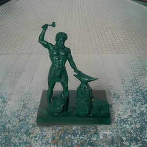 SASO 2010 9.25” HEPHAESTUS GOD OF FIRE FORGING SWORD GREEN BRONZE COLOR STATUE - Picture 1 of 9