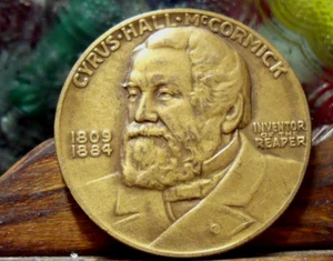 1931 Token Cyrus Hall McCormick IH International Harvester Reaper 100th Annv XF+ - Picture 1 of 2