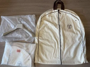 HERMES Garment Bag Hanger Set Cotton Travel Clothes Case Cover L59" L43" Auth - Picture 1 of 5