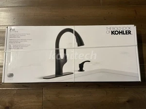 Grifo de cocina rociador extraíble compacto de un solo mango Kohler Avi en negro mate - Imagen 1 de 5
