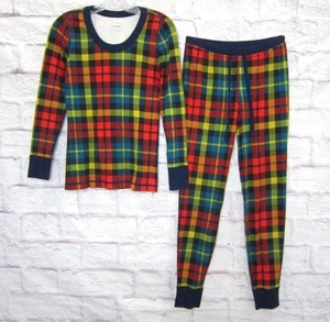 Hanna Anderson Women's Rainbow Plaid Long John Pajama Set Size S - Picture 1 of 13