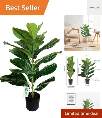 Pequeña higuera de hoja de violín artificial de 30"/ficus lirata sintética para oficina en casa... Foto 1 de 4