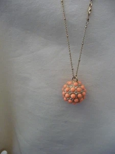 ANN TAYLOR ORANGE STONES BALL PENDANT 15'' L GOLD TONE CHAIN NECKLACE #12/15 - Bild 1 von 8