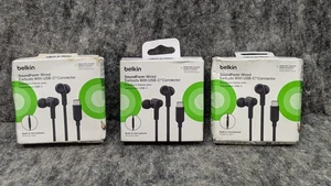 3 New Belkin USB-C In-Ear Headphones with Inline Mic Control Black G3H0002BTBLK - Picture 1 of 19
