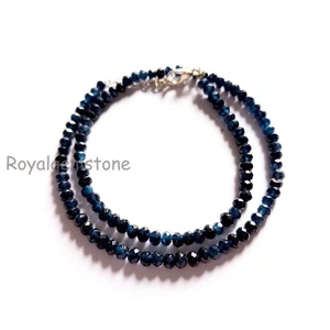 Blue Sapphire Gemstone Beads 4MM Blue Round AAA Quality Sapphire Bead Necklace - Picture 1 of 2