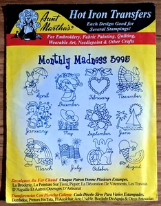 AUNT MARTHAS IRON ON EMBROIDERY TRANSFERS - MONTHS 12 Different Motifs - UNUSED - Picture 1 of 1