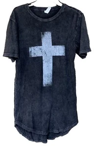 Lane Seven Shirt Dress Womens Size Small Cross Hi Low Off Black - Picture 1 of 11