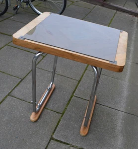 Art Deko Nussbaum Chrom side table kl. Schreibtisch Platte drehbar NIELSEN - Bild 1 von 16