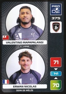 375 MAPAPALANGI # ROUEN NORMANDIE PANINI CARD ADRENALYN RUGBY PRO D2 2021