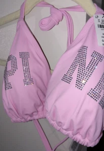 Victoria's Secret PINK String Triangle Bikini Top Bling Logo Lollipop Limited XL - Picture 1 of 3