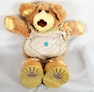 Vtg Furskins Stuffed Bear 22" Xavier Roberts Girl Country Apron Crochet Scarf - Picture 1 of 9