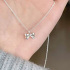 Silver Smooth Bow Pendant Necklace Minimalist Neck Chain Light Luxury Jewelry