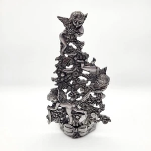 Metzke Zinn Teelicht Votivkerzenhalter Engel Cherub Weihnachtsbaum Vintage - Bild 1 von 11