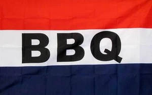 BBQ RED WHITE BLUE 3'X 5' POLY FLAG-USA SELLER - Picture 1 of 1