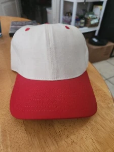Vintage White Red No Logo Rare New Era Fitted Pro Model Hat Cap 6 7/8 - Picture 1 of 12