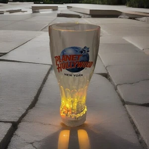 Planet Hollywood New York 7.5” Plastic Pilsner Beer Glass Souvenir LIGHTS UP - Picture 1 of 8