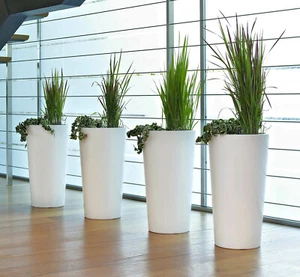 4 Stück hoher Blumentopf mit Einsatz weiß Euro3Plast Tuit Übertopf Vasen Kübel - Bild 1 von 11