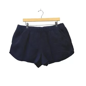 Aerie Shorts Womens Size XL Navy Blue Sherpa Fleece Comfy Lounge Pull On Short - Picture 1 of 13