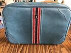 Vintage Suitcase Luggage With Lock 17x4x11.25” Bird/Dove Logo Blue With Design