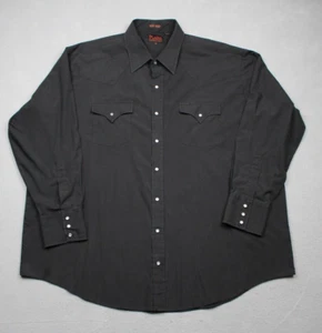 Plains Western Wear Shirt Men 2X Large Black Big Man Pearl Snap Pocket - Picture 1 of 6