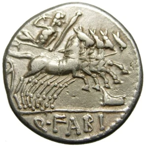 República Romana Q. Fabio Labeo AR Denario (124 aC) Fabia 1 - Imagen 1 de 3