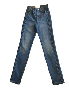 Pantalones de mezclilla de garaje ultra alto West End azul talla 00 lados plisados - Imagen 1 de 9