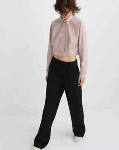 Camicia donna Rag & Bone Morgan a righe cotone cropped nuova con etichetta marrone/bianco taglia large - Foto 1 di 6