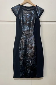 Ted Baker Namora Camouflage Sequin Dress black blue UK Size 10 (Ted Baker 2) - Picture 1 of 10