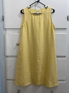 Eileen Fisher Tank Dress Size Small Linen Yellow Textured Long - Imagen 1 de 8