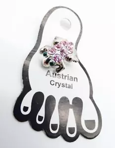ADORABLE Sparkle Pink Austrian Crystals FROG Invisible PETITE Toe Ring NEW - Picture 1 of 1