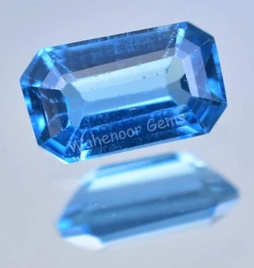Natural Blue Zircon 3.95 Ct Emerald Stunning Certified Cambodian Gemstone - Picture 1 of 6