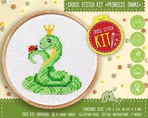 Princess Snake Cross Stitch Kit Beginners Embroidery Kit With Counted Pattern - Picture 1 of 9