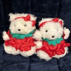 1994  Two Dayton Hudson Miss Xmas Santa Bears With White Green Red Bow