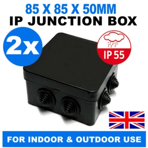 2X SMALL BLACK IP JUNCTION IP55 TERMINAL BOX CCTV OUTDOOR WEATHERPROOF CABLE BOX - Picture 1 of 1