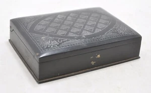 Antique Iron Fine Silver Leaf Painted Supari Betel Nuts Box Original Old  - Picture 1 of 6