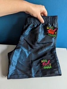 VTG NWT 90s Surf Style Teal Iridescent Surfing Trunks Shorts M DEADSTOCK HTF - Picture 1 of 8