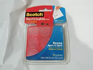 Scotch wiederaufklebbare doppelseitige Klebepunkte 7/8 Zoll Durchmesser klar 18 Punkte - Bild 1 von 2