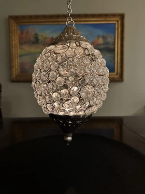 Set of 2 Hanging Crystal Candle Globe – Beaded, Moroccan Glam, Tealight - Image 1 of 4