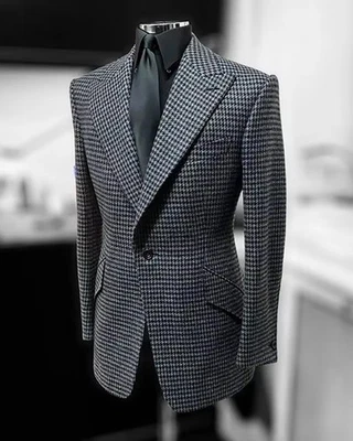 Trajes blazers para hombre ajuste regular solapa pico ropa exterior trabajo informal de un solo pecho Foto 1 de 4